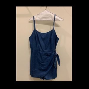 denim wrap romper
